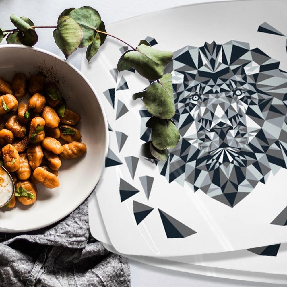 NEW ROSSARIO GEORGE leonid geometric porcelain plate set in white